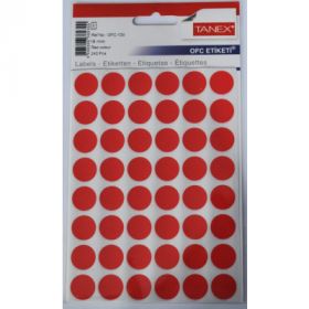 Etichete autoadezive color, D16 mm, 240 buc/set, TANEX - rosu