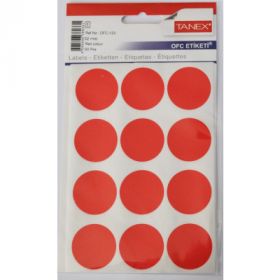 Etichete autoadezive color, D32 mm, 60 buc/set, TANEX - rosu
