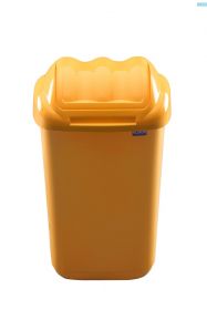 Cos plastic cu capac batant, pentru reciclare selectiva, capacitate 15l, PLAFOR Fala - galben