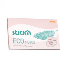 Notes autoadeziv 76 x 127 mm, 100 file, Stick'n Eco - roz pastel