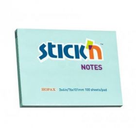 Notes autoadeziv 76 x 101 mm, 100 file, Stick'n - albastru pastel