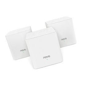 Tenda AC1200 Whole Home Mesh WiFi System, MW3 (3pack); Standard and Protocol: IEEE802.3, IEEE802.3u; Interface: 2 Ethernet ports per mesh node/ WAN and LAN on primary mesh node/ Both act as LAN ports on additional mesh nodes; Wireless Standards: 2.4G: 240