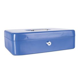 Caseta (cutie) metalica pentru bani, 300 x 240 x 90 mm, DONAU - albastru