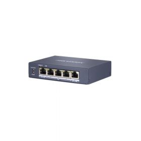 Switch 5 porturi POE Gigabit, Hikvision DS-3E0505HP-E, fara management, Layer 2, 3 × gigabit PoE ports, 1 × gigabit Hi-PoE port and 1 × gigabit RJ45 port, RJ45 port, full duplex, MDI/MDI-X adaptive, standard: IEEE 802.3, IEEE 802.3u, IEEE 802.3x, and I