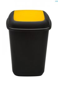 Cos plastic reciclare selectiva, capacitate 28l, PLAFOR Quatro - negru cu capac galben - plastic