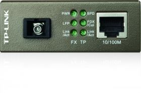 Switch media convertor TP-Link, 2 porturi (1x100Mbps SC, 10/100 Mbps (RJ-45)), BiDi 10/100Base-TX to 100Base-FX (SC), Single-Mode, 20Km, WDM type A (se foloseste in pereche cu MC112CS), single fiber, montabil in sasiu