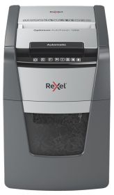 Distrugator documente automat REXEL OPTIMUM 100X, P4, cross-cut (confeti), 100 coli, cos 34l, negru-