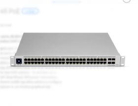 Ubiquiti UniFi Switch, USW-48-POE, (48) Gigabit Ethernet Ports including (32) 802.3at PoE+, (4) 1G SFP Ports, 1.3" touch LCM, Managed by UniFi Controller, 210W Power supply, Layer 2.