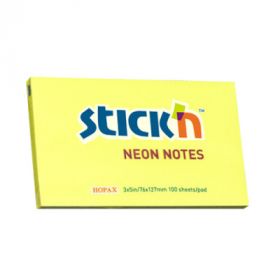Notes autoadeziv 76 x 127 mm, 100 file, Stick'n - galben neon