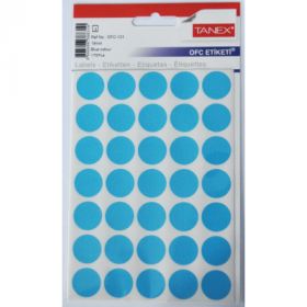 Etichete autoadezive color, D19 mm, 350 buc/set, Tanex - 5 culori asortate