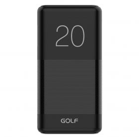 Golf Power Bank (booster) 20000mA NEGRU 2 iesiri USB 1x2,1A si 1x1A + microUSB + 4LED power tester G81