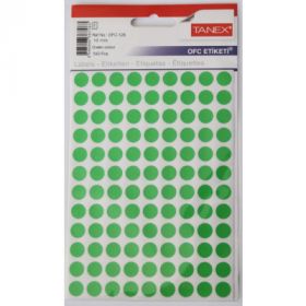 Etichete autoadezive color, D10 mm, 540 buc/set, TANEX - verde