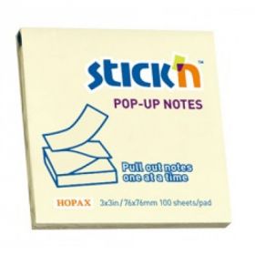 Notes autoadeziv 76 x  76 mm, 100 file, Stick'n Pop-up - galben pastel