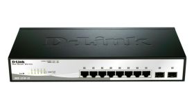 Switch D-Link DGS-1210-10, 8 porturi Gigabit 802.3, 2 porturi combo1000BaseT/SFP, Capacity 20Gbps, 16K MAC, WebSmart, fanless