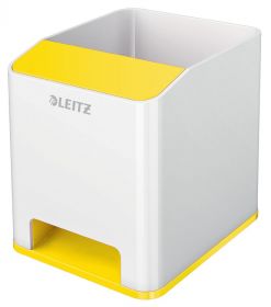 Suport instrumente de scris Leitz WOW, PS, cu amplificare sunet, culori duale, alb-galben