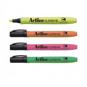 Textmarker ARTLINE Supreme, varf tesit 1.0-4.0mm, 4 culori/set - galben, portocaliu, roz, verde