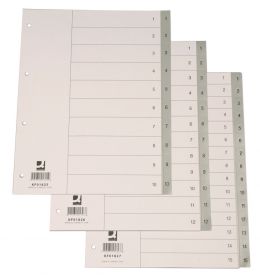 Index plastic gri, numeric 1-10, A4, 120 microni, Q-Connect