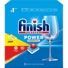 FINISH All-in-one Power Essential Lemon, tablete detergent pentru masina de spalat vase, 50buc/cutie