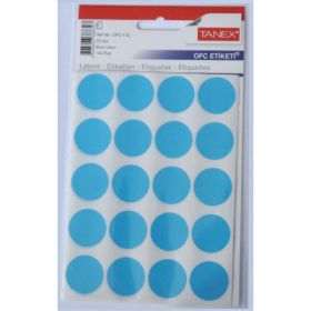 Etichete autoadezive color, D25 mm, 100 buc/set, TANEX - albastru