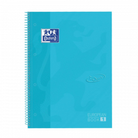Caiet cu spirala, OXFORD Europeanbook 1, A4+, 80 file-90g/mp, hardcover bleu pastel, Scribzee-mate