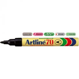 Permanent marker ARTLINE  70, corp metalic, varf rotund 1.5mm - negru