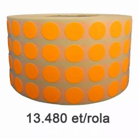 Role etichete semilucioase ZINTA rotunde, portocalii fluo, 10mm, 13.480 et./rola