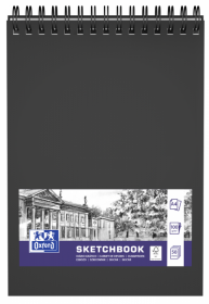 Bloc desen cu spirala, OXFORD Sketchbook, A4, 50 file - 100g/mp, coperta carton rigid negru