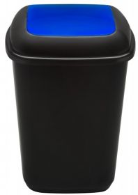 Cos plastic reciclare selectiva, capacitate 90l, PLAFOR Quatro - negru cu capac albastru - hartie