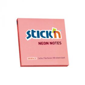 Notes autoadeziv 76 x  76 mm, 100 file, Stick'n -  corai neon