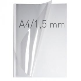Coperti plastic PVC cu sina metalica  1.5mm, OPUS Easy Open - transparent cristal/alb