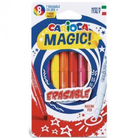Carioca erasable, varf gros - 6mm,  7 culori+1 erasable marker/cutie, CARIOCA Magic Erasable