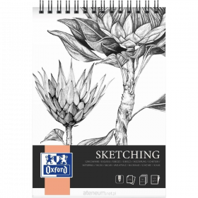 Bloc desen cu spirala, OXFORD Sketching, A4, 50 file - 120g/mp, coperta carton - design flori