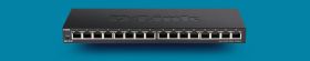 Switch D-Link DGS-1016S, 16 porturi Gigabit, Capacity 32Gbps, Jumbo Frame 9,216 bytes, Auto MDIMDIX, Fanless, desktop, fara management,metal, negru.