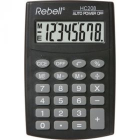 Calculator de buzunar, 8 digits,  98 x 65 x  9 mm, Rebell HC208 - negru