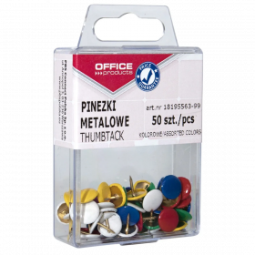 Pioneze metalice colorate, 50 buc/cutie, Office Products - culori asortate