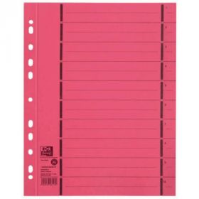 Separatoare carton manila, 250g/mp, 300 x 240mm, 100/set, OXFORD - rosu