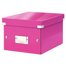 Cutie depozitare LEITZ WOW Click & Store, carton laminat, mica, roz