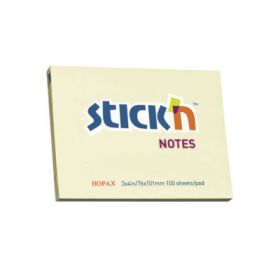 Notes autoadeziv 76 x 101 mm, 100 file, Stick'n - galben pastel