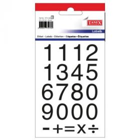 Etichete cu cifre + semne matematice, 20 x 20 mm, 40buc/set, TANEX