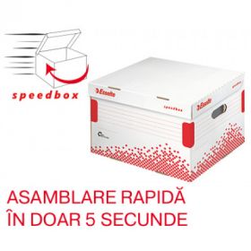 Container arhivare si transport ESSELTE Speedbox, cu capac, carton, dimensiune L, alb