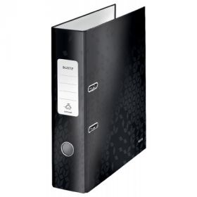 Biblioraft LEITZ 180 WOW, carton laminat, A4, 80 mm, negru