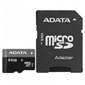 Micro SDXC ADATA 64Gb, AUSDX64GUICL10-RA1, Clasa 10, adaptor SD (pentru telefon)