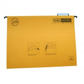 Dosar suspendabil cu eticheta, bagheta metalica, carton 330g/mp, ELBA Verticflex Ultimate - galben