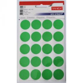 Etichete autoadezive color, D25 mm, 100 buc/set, TANEX - verde