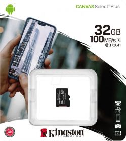 MicroSD Kingston, 32GB, Canvas Select Plus, Clasa 10 UHS-I Performance, U1, V10, Read upt to 100 MB/s ( adaptorul SD nu este inclus )