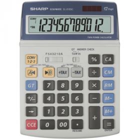 Calculator de birou, 12 digits, 195 x 140 x 23 mm, dual power, SHARP EL-2125C - gri