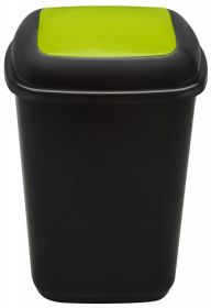Cos plastic reciclare selectiva, capacitate 90l, PLAFOR Quatro - negru cu capac verde - sticla