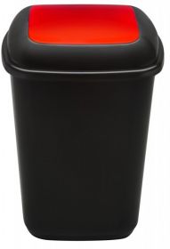Cos plastic reciclare selectiva, capacitate 45l, PLAFOR Quatro - negru cu capac rosu - metal