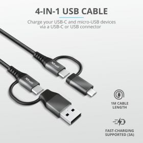 Cablu incarcare Trust Keyla Extra-Strong 4-In-1 USB Cable 1m