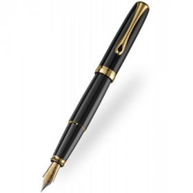 DIPLOMAT Excellence A2 - Black Lacquer Gold - stilou cu penita M, din otel inoxidabil